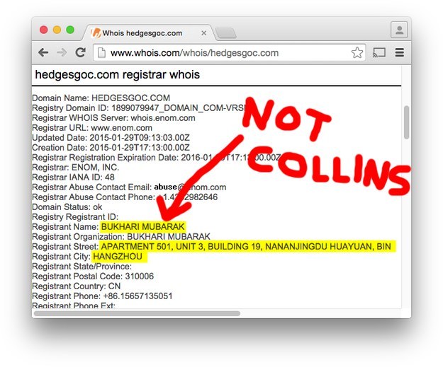 Domain registration information for hedgesgoc.com